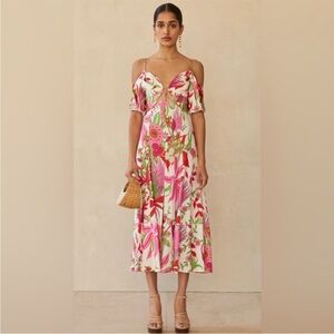 Cult Gaia Floral Linen Sun Dress XS (0)